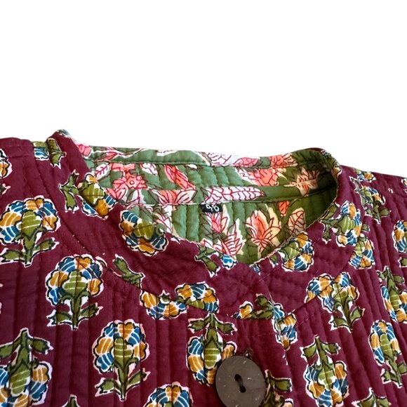 Winter Cotton Bohemian Reversible Quilted Jacket Long-Length Sweater Size Large - Picture 4 of 13